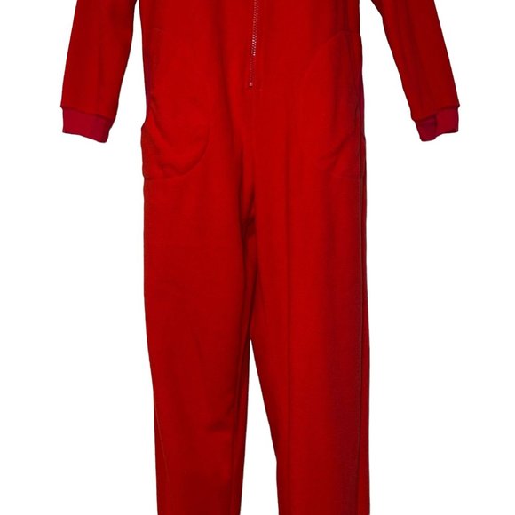 Nick & Nora Red Sock Monkey Pajamas Womens S Footie Unionsuit PJs Costume Solid - Picture 3 of 9